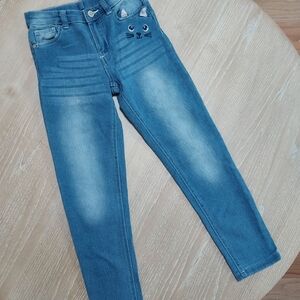 Kids Blue Cat Embroidered Jeans